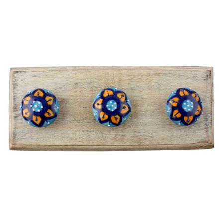 Mustard Flower Flat Ceramic Wooden Hook 